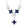 Collier aus 750 Weißgold 15 Saphire 3,04ct blau 69 Brillanten 0,3ct TW-SI L:45,7cm