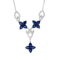 Collier aus 750 Weißgold 15 Saphire 3,04ct blau 69 Brillanten 0,3ct TW-SI L:45,7cm