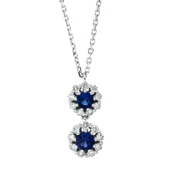 Collier aus 750 Weißgold 2 Saphire 0,43ct blau 18 Brillanten 0,23ct TW-SI L:43,2cm
