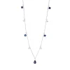Collier aus 750 Weißgold 5 Saphire 0,95ct blau 4 Brillanten 0,2ct W-SI L:45cm