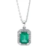Collier aus 750 Weißgold Smaragd 0,95ct grün 24 Brillanten 0,12ct F-SI L:45,7cm