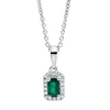 Collier aus 750 Weißgold Smaragd 0,29ct grün 18 Brillanten 0,07ct TW-SI L:45cm