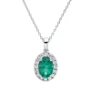 Collier aus 750 Weißgold Smaragd 0,77ct grün 16 Brillanten 0,18ct TW-VSI L:45cm