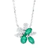 Collier aus 750 Weißgold 3 Smaragde 0,84ct grün mit Diamanten L:45cm