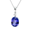 Collier aus 750 Weißgold Tansanit 4,83ct blau Brillant 0,09ct TW-SI L:45,5cm