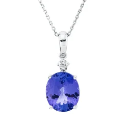 Collier aus 750 Weißgold Tansanit 4,91ct blau 5 Brillanten 0,2ct TW-SI L:45,7cm