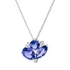 Collier aus 750 Weißgold 3 Tansanite 3,2ct blau 3 Brillanten 0,09ct F-VSI L:45,7cm