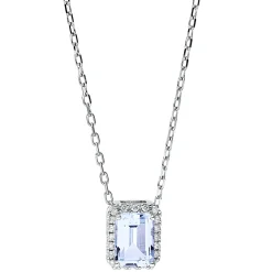 Collier aus 750 Weißgold Topas 1,39ct skyblue 20 Brillanten 0,08ct TW-SI L:45,7cm