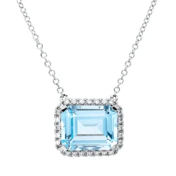 Collier aus 750 Weißgold Topas 4,3ct skyblue 28 Brillanten 0,15ct TW-SI L:43,2cm