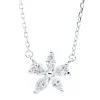 Collier Blume aus 750 Gold Weißgold 5 Diamanten 0,35ct TW-VSI L:45,7cm