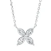 Collier Blume aus 750 Weißgold 4 Diamanten Navette-Schliff 0,4ct TW-SI L:45cm