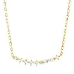 Collier Bogen aus 750 Gold Gelbgold 10 Diamanten 0,16ct L:45,7cm