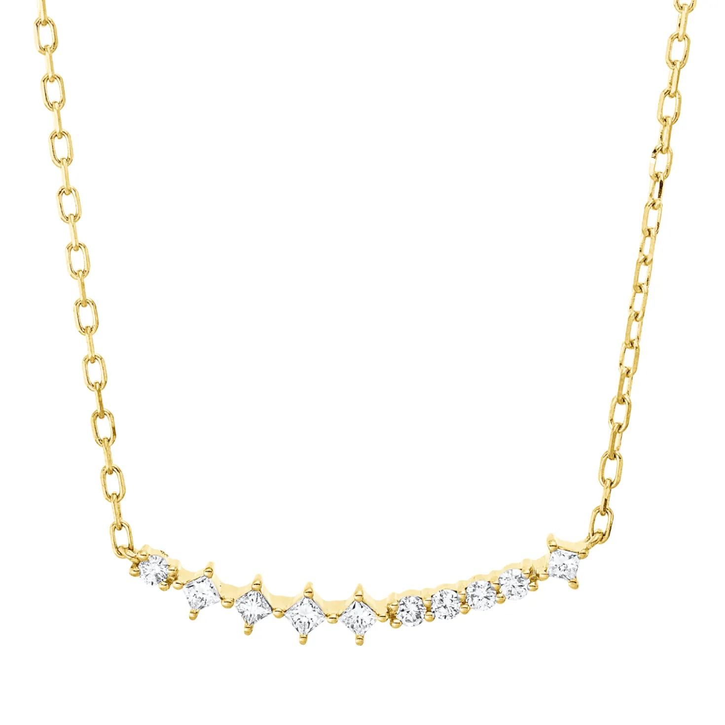 Collier Bogen aus 750 Gold Gelbgold 10 Diamanten 0,16ct L:45,7cm