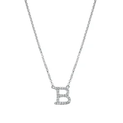 Collier Buchstabe B aus 750 Weißgold 25 Brillanten 0,11ct TW-SI L:43,2cm