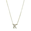 Collier Buchstabe K aus 750 Gelbgold 23 Brillanten 0,13ct TW-SI L:43,2cm