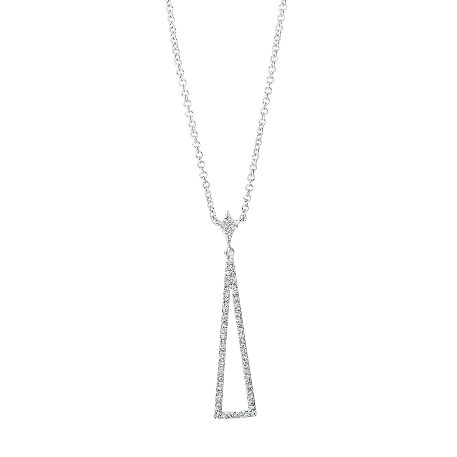 Collier Dreieck aus 750 Gold Weißgold 67 Diamanten 0,19ct W-SI L:45,7cm
