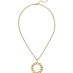 Collier Erbskette mit Anhänger Kreis Ø 32,8mm aus Edelstahl goldfarben 42-46cm