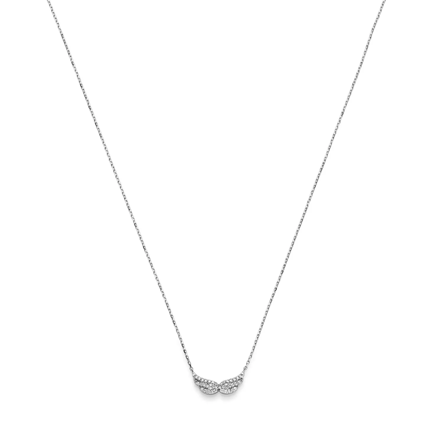 Collier Flügel aus 585 Gold Weißgold mit 42 Diamanten 0.21ct TW-SI 42-45cm