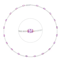 Collier 750 Gold weiß/rot 20 Saphire 11,96ct pink 187 Brillanten 3,4ct TW-VSI/SI