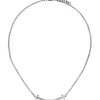 Collier Halskette Ankerkette Stäbchen-Anhänger & Zirkonia weiß, Edelstahl, 45cm