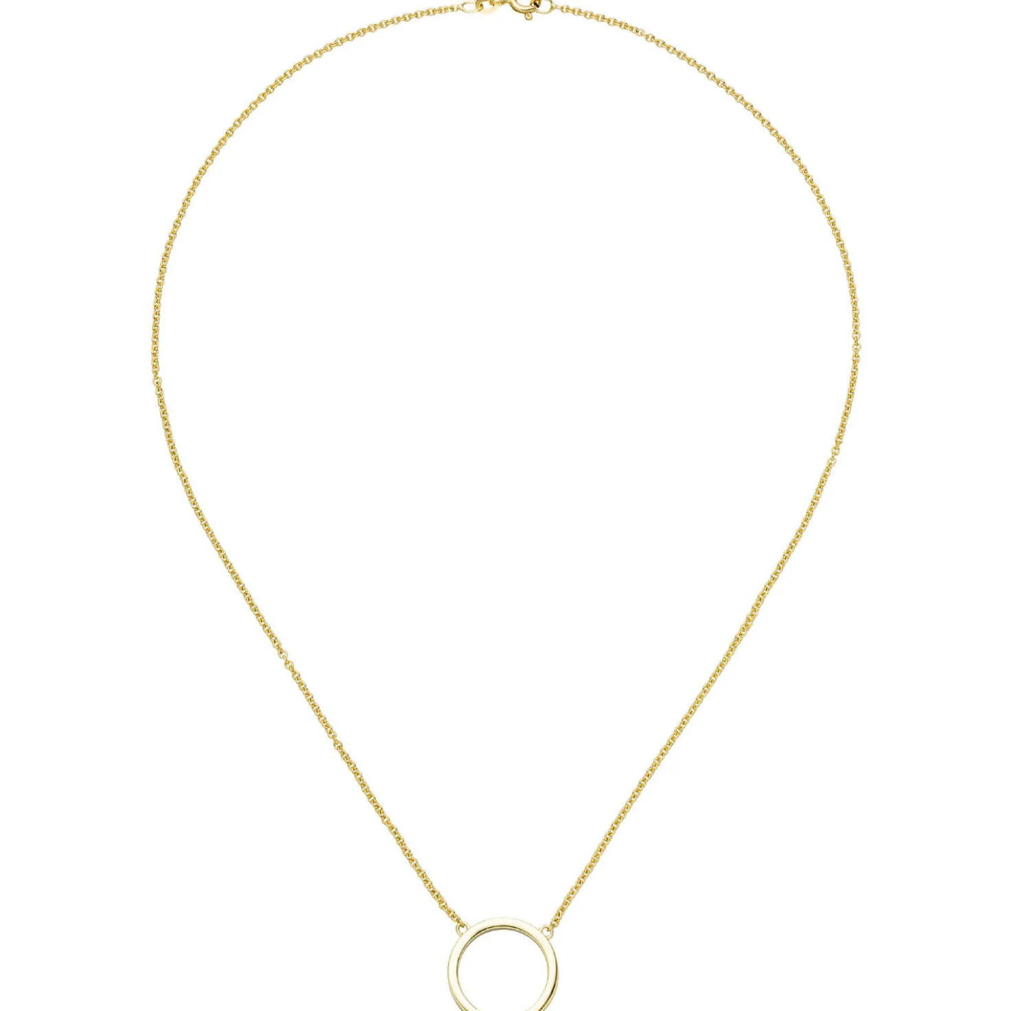 Collier Halskette aus 585 Gold Gelbgold Kreis mit 7 Diamanten 0.04Ct W/SI 44cm