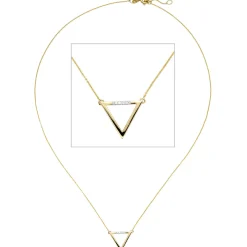 Collier Halskette Dreieck aus 585 Gold Gelbgold mit 4 Diamanten 0,02 Ct. 40-42cm