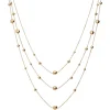 Collier Halskette Halsschmuck 3-reihig mit Elementen 585 Gold Gelbgold 42-45cm