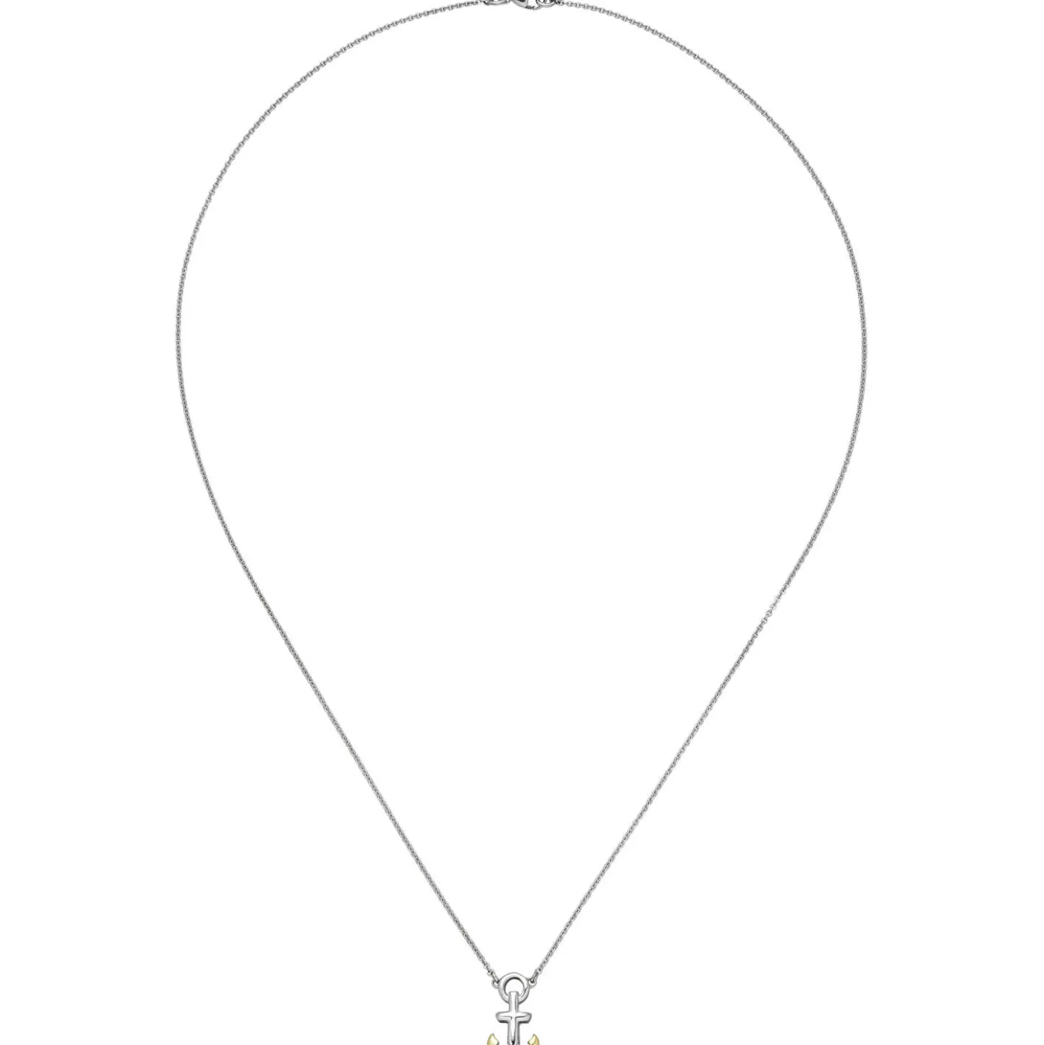 Collier Halskette mit Anhänger Anker Schiffsanker 925 Silber mit 5 Zirkonia 45cm