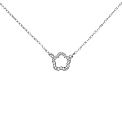 Collier Halskette mit Anhänger Blume 925 Silber rhodiniert 42-45cm Halsschmuck