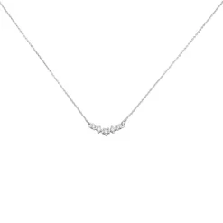 Collier Halskette mit Anhänger 585 Gold Weißgold 5 Diamanten 0.08Ct W/SI 42cm