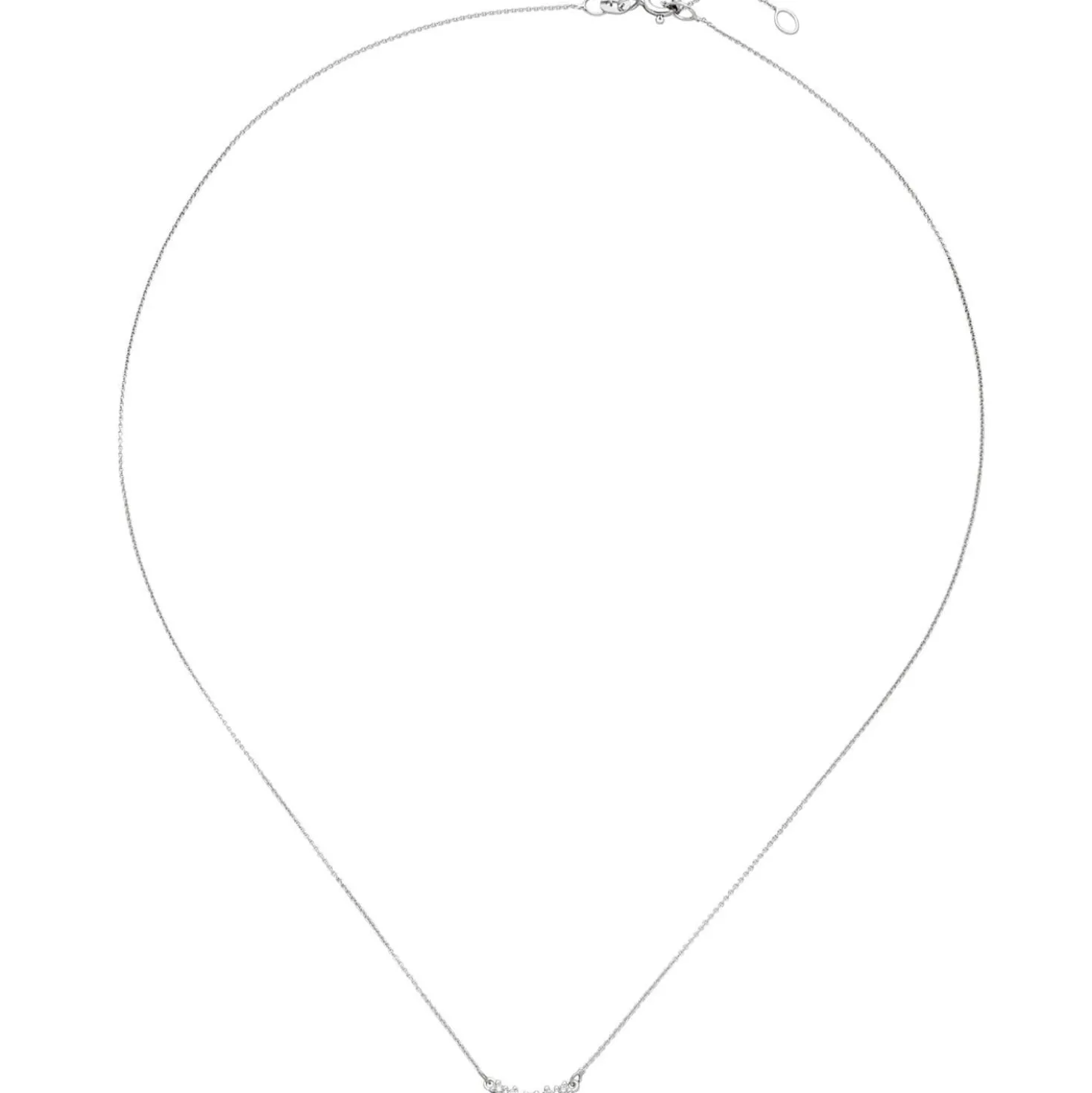 Collier Halskette mit Anhänger 585 Gold Weißgold 5 Diamanten 0.08Ct W/SI 42cm