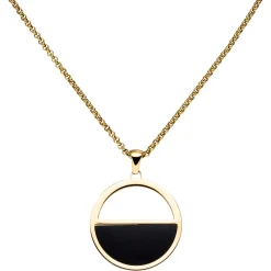 Collier Halskette mit Anhänger Kreis Edelstahl gelbgoldfarben beschichtet 45,5cm