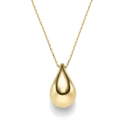 Collier Halskette mit Anhänger Tropfen 20x12mm 585 Gold Gelbgold 45cm glänzend