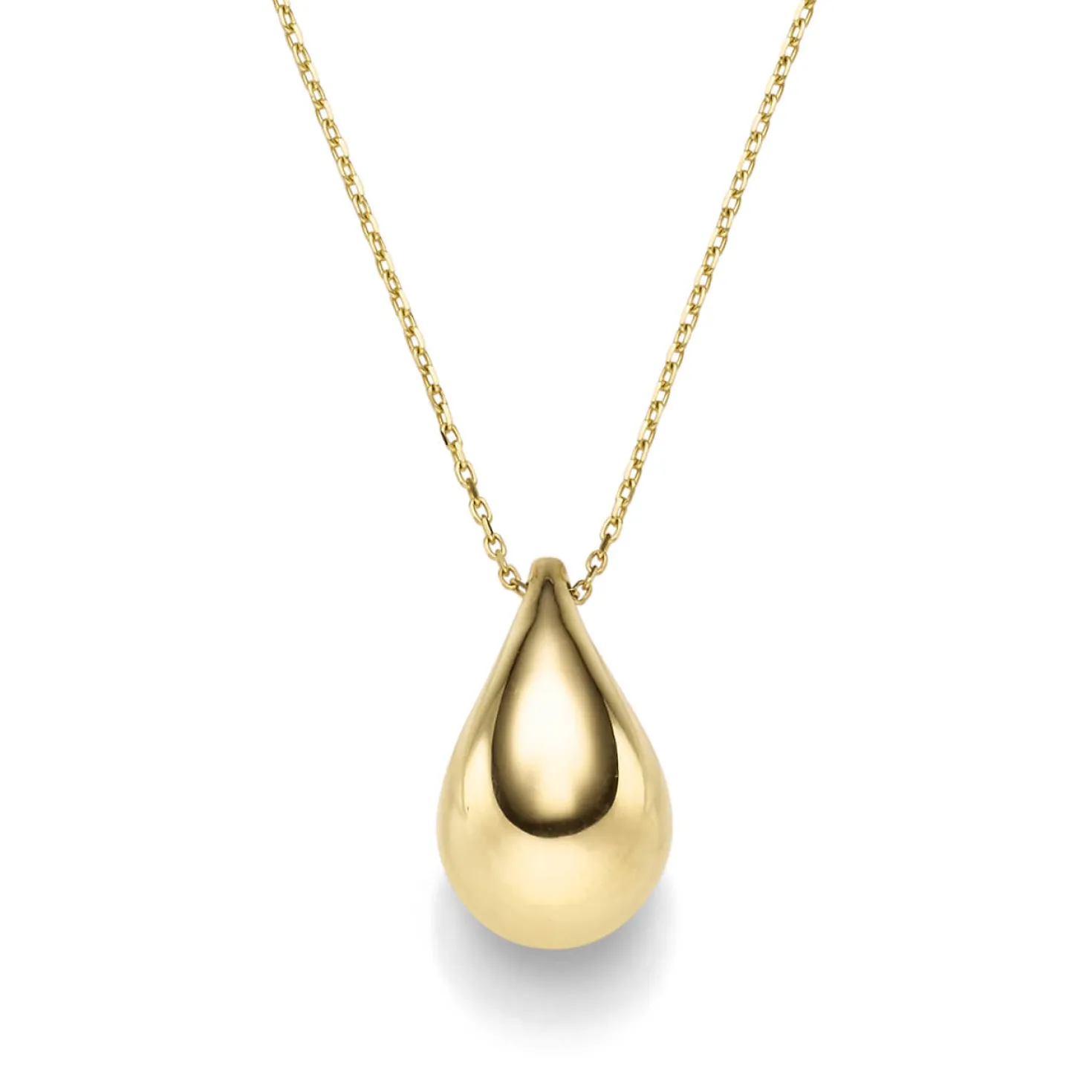 Collier Halskette mit Anhänger Tropfen 20x12mm 585 Gold Gelbgold 45cm glänzend