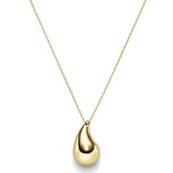 Collier Halskette mit Anhänger Tropfen 30x18mm 585 Gold Gelbgold 45cm glänzend