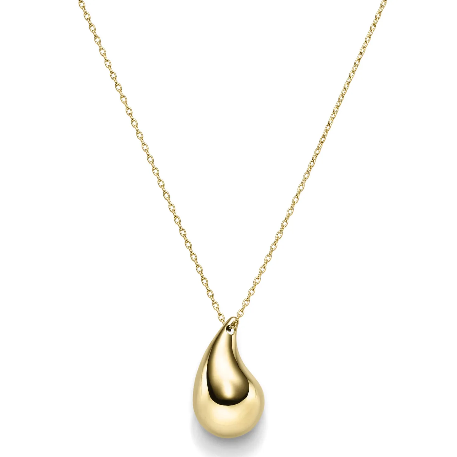 Collier Halskette mit Anhänger Tropfen 30x18mm 585 Gold Gelbgold 45cm glänzend