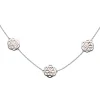Collier Halskette mit drei Anhänger Blumen Muster, 925 Silber vergoldet, 42cm