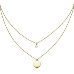 Collier Halskette mit Herz & Zirkonia Anhänger 925 Silber vergoldet 39-44cm
