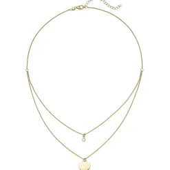 Collier Halskette mit Herz & Zirkonia Anhänger 925 Silber vergoldet 39-44cm
