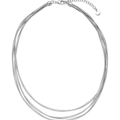 Collier Halskette 925 Silber rhodiniert mattiert 3-reihig 42-47cm Silberkette