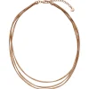 Collier Halskette 925 Silber rotvergoldet mattiert 3-reihig 42-47cm Silberkette