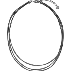 Collier Halskette 925 Silber schwarz rutheniert mattiert 3-reihig 42-47cm