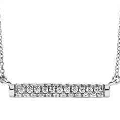 Collier Halskette, Stab Stäbchen mit 35 weißen Zirkonia 925 Silber 45cm Damen