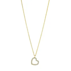 Collier Herz aus 750 Gold Gelbgold 20 Brillanten 0,06ct TW-SI L:45cm