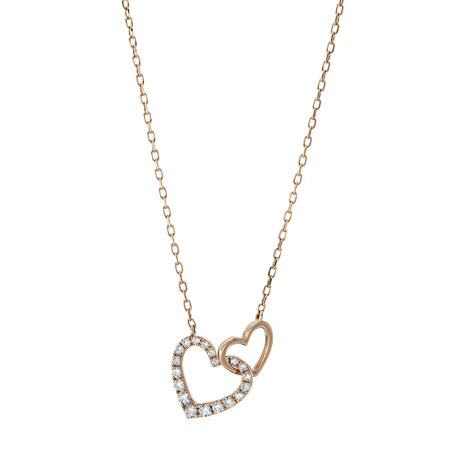 Collier Herz aus 750 Gold Rotgold 20 Diamanten 0,24ct TW-PI L:45,7cm
