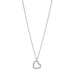 Collier Herz aus 750 Gold Weißgold 20 Brillanten 0,06ct TW-SI L:45cm
