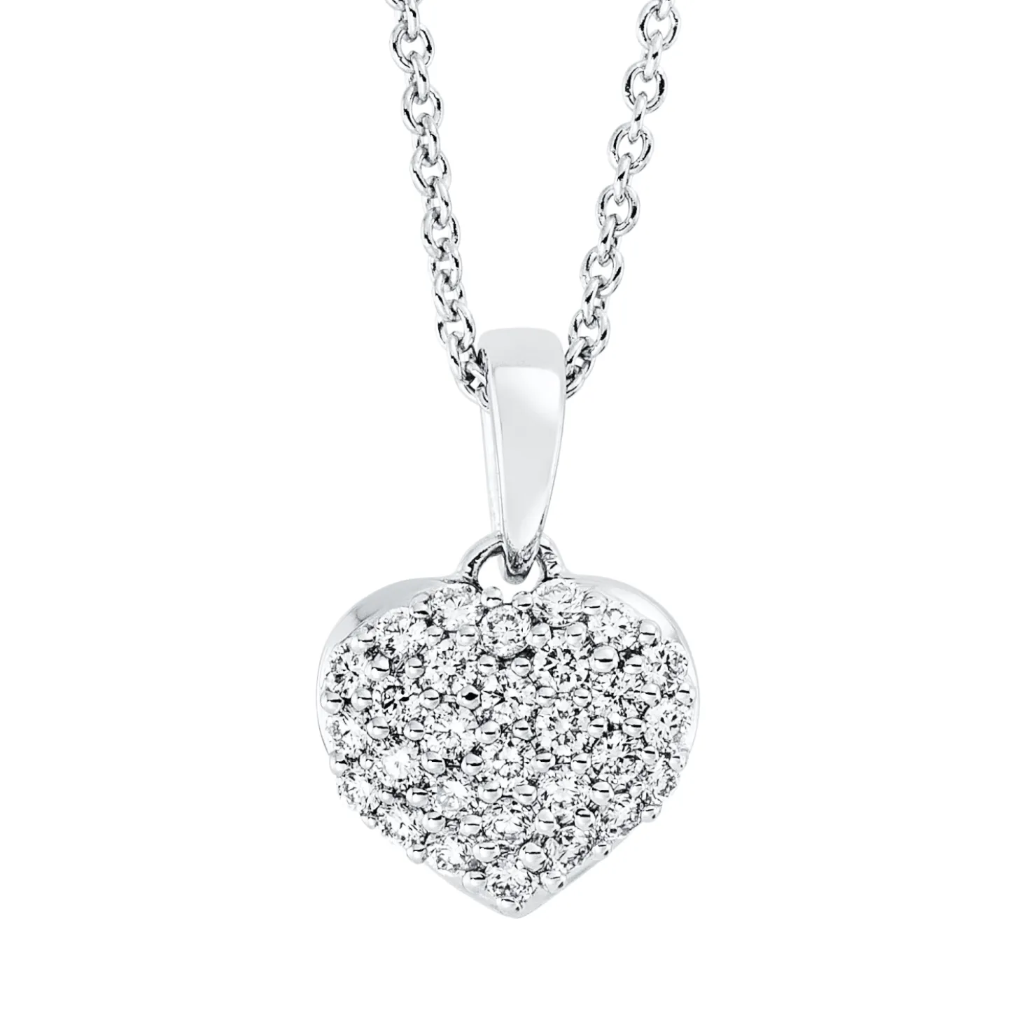 Collier Herz aus 750 Gold Weißgold 29 Brillanten 0,17ct TW-SI L:45cm