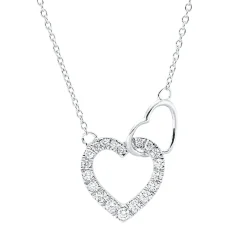 Collier Herz aus 750 Gold Weißgold 20 Brillanten 0,2ct TW-SI L:45cm