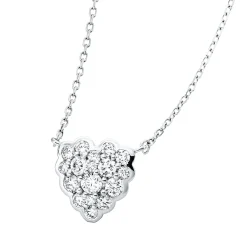 Collier Herz aus 750 Gold Weißgold 17 Brillanten 0,4ct TW-SI L:45,7cm