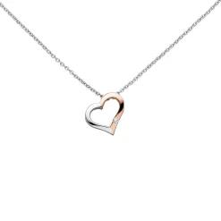 Collier Herz für Damen mit Diamant 0.015Ct W/SI 585 Gold rot weiß Halsschmuck
